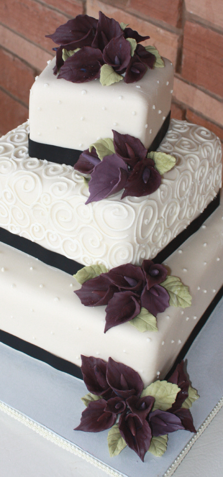 Plum Sugar Calla Lilies Wedding Cake